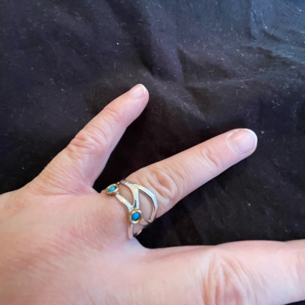 Silver ring with blue stones